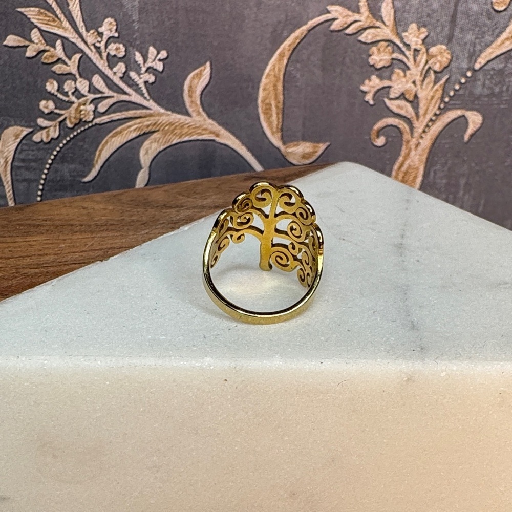 Vintage Gold Tone Tree Motif Ring Size 6 Lot D15 - Picture 4 of 8